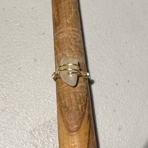 Gold Wire Wrapped Ring with White Stone